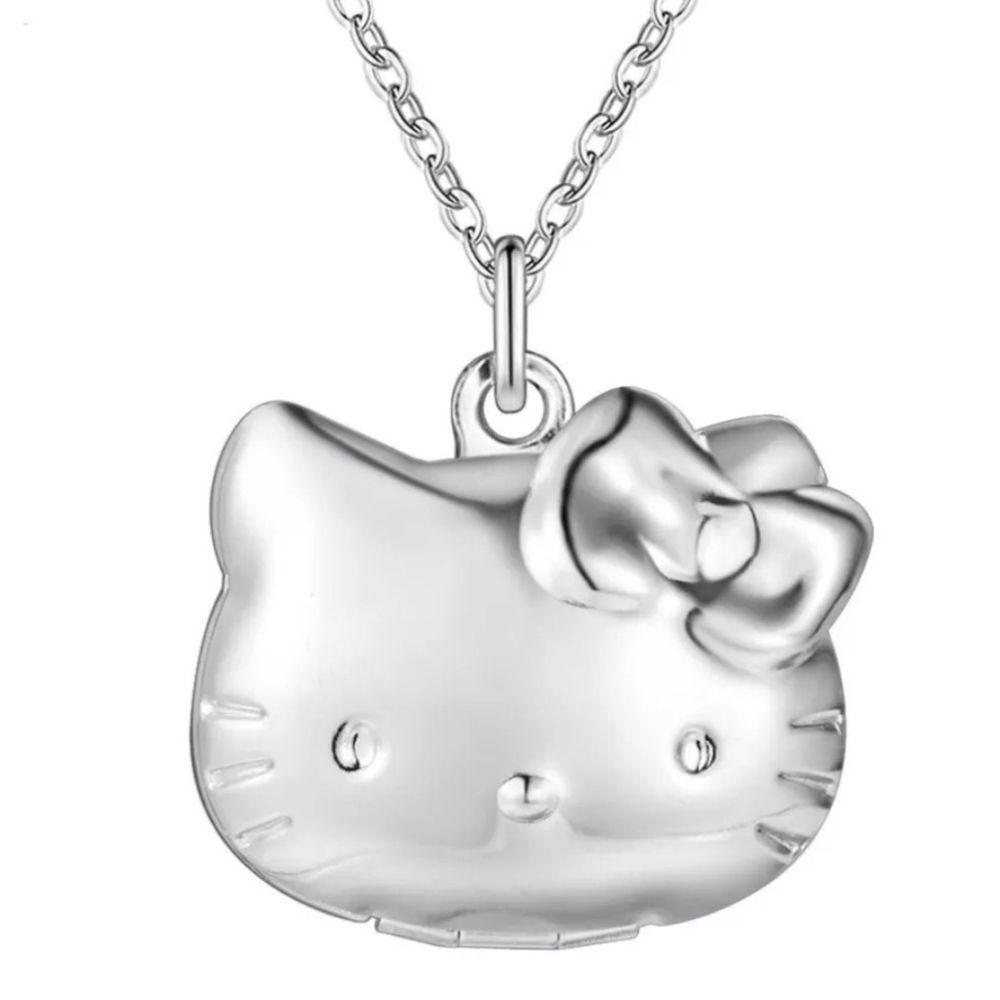 Sterling Silver Stamped 925 Hello Kitty Locket Necklace Pendant NEW! - Picture 2 of 10